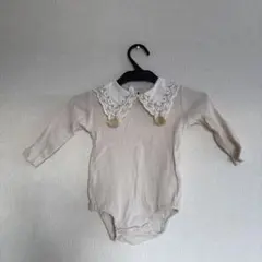 コトcottoli 長袖 ロンパース Tシャツ レース襟 ベージュ ボディスーツ