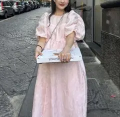 ANDRESD bubble sleeve jacquard dress ♡