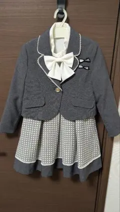 値下げ！フォーマルドレス5点セット！リボン付きジャケットとドット柄スカートセット