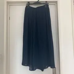 ネイビー シフォン プリーツロングスカート