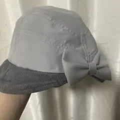 リボン付きバケットハット グレー/ダークグレー