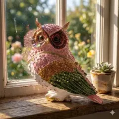 幸運のフクロウ ジュエリー小物入れ キラキラ ラインストーン &エナメル細工