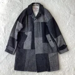 ビームスプラス ×ハリスツイード コート パッチワーク Lサイズ