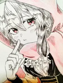 手描きイラスト　アナログイラスト　アナログ制作　オリジナル　色紙