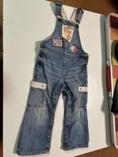 デニムオーバーオール カラフルパッチ付き①