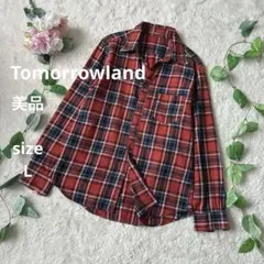 美品☆Tomorrowland トゥモローランド チェック柄 シャツ L 赤系のサムネイル