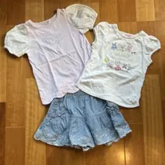 メゾピアノ　Tシャツ2枚とデニムキュロットセット 130cm