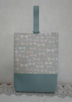 りぼん柄 ハンドメイド 入園入学準備 シューズケース 上履き袋 体育館履き入れ