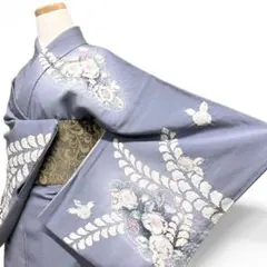 桐屋翠山工房　訪問着　夢幻辻ヶ花　辻ヶ花　くすみブルー　着物　051b p