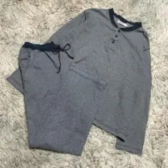 【DKNY】バイカラー ヘンリーネック 上下セット ルームウェア 綿混JC378