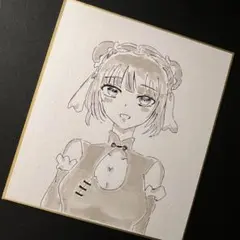 アナログイラスト 色紙 手描き チャイナ女の子