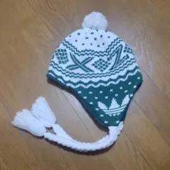 adidas ノルディック柄 イヤーマフ 耳付き ボンボン ニット帽