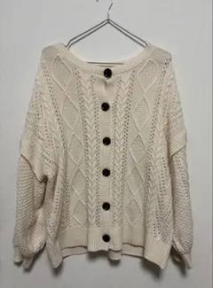 INGNI アイボリー ケーブルニットカーディガン