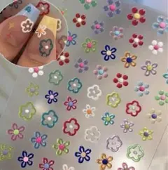 カラフル花柄ネイルシール