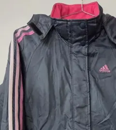 adidas アディダス フード付きロングダウンジャケット ネイビー/ピンク