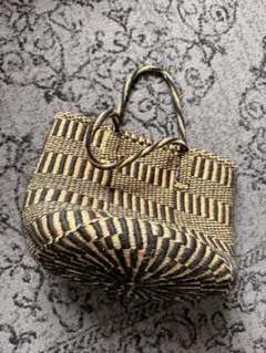 ストライプデザイン かごバッグ