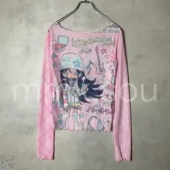 y2k 00s トップス セカンドスキン パワーネット Tシャツ ピンク1