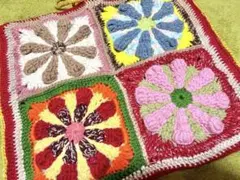 ハンドメイドかぎ針編み♡デイジーモチーフクッションカバー♡