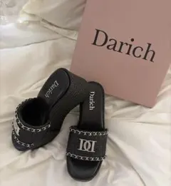Darich DDロゴフラットフォームラタンサンダル Lブラック BLK