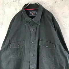 A1636古着　シャツ　ブラック　黒　コットン　90s Y2K