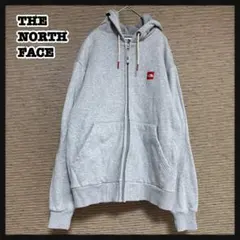 【ノースフェイス】パーカー　ワンポイントロゴ　グレー　刺繍　韓国限定K15