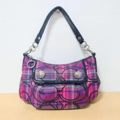 1224 COACH ハンドバッグ チェック柄 シグネチャー - メルカリ