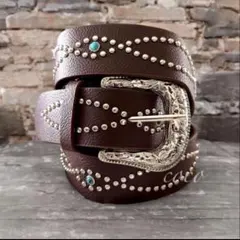 ウエスタンベルト y2k アメカジ スタッズ　グランジ 茶