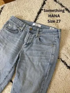 美品 SOMETHING テーパード クロップデニム 切りっぱなし 27