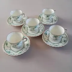 《お値下げしました》ノリタケ　グリーンフラワー　カップ&ソーサー　5客セット