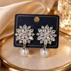 ピアス キュービックジルコニア パール 上品　結婚式 パーティー