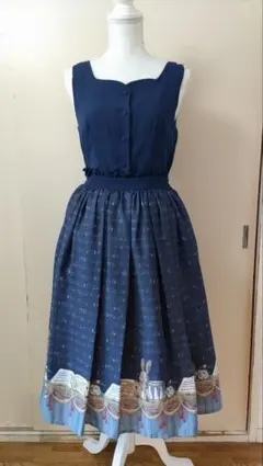 No.2856_アクシーズファムポエティック_ネイビー音符楽器柄JSK