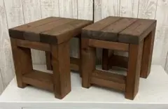 ハンドメイド／ガッチリ踏台・椅子・多目的台　同色2個セット