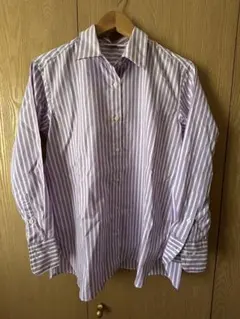 UNIQLO 紫のストライプ 長袖シャツ M