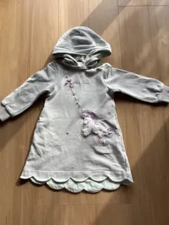 mezzo piano ユニコーン刺繍 フード付きワンピース