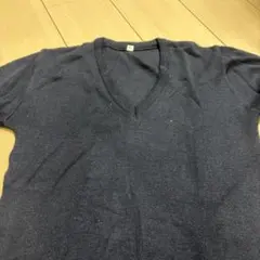 ネイビー Vネックニットセーター 長袖