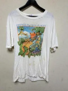 90S グッドレギュラー　Tシャツ 古着　カエル　ホワイト　襤褸　ジャンク