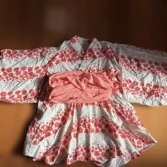 女の子　赤い花柄 浴衣 Lサイズのサムネイル