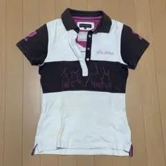 CHUKKA レディース 半袖ポロシャツ ホワイト×ブラック ピンク
