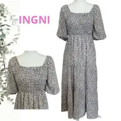 【INGNI イング】花柄 シャーリングティアードワンピース (M) 新品未使用
