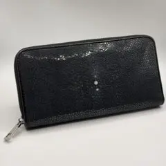 スティングレイ 長財布 ガルーシャ エイ革 本革 ラウンドファスナー 黒 高級