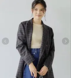 green label relaxing メリーノチェックダブルジャケット