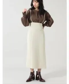 美品！ 定番！ ローズバッド サスペンダー付きロングスカート ハイウエスト