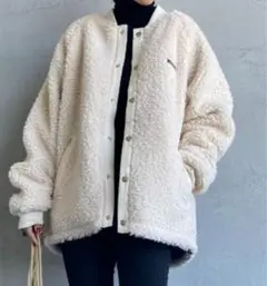 HelloCalif ボアフリース ボンバーコーチジャケット