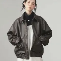 レイビームス フェイクレザー フライト ジャケット ブラウン 0サイズ