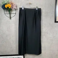 ☆美品☆ IMAGINA ロングスカート 光沢 しわ加工 L ブラック 無地