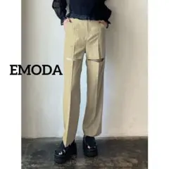 EMODA エモダ カットアウトストレートパンツ S ベージュ ハイウエスト