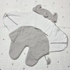 新品 gelato pique ベビー おくるみ アニマル フード付き グレー