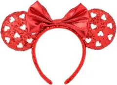 赤いハート型スパンコールカチューシャ