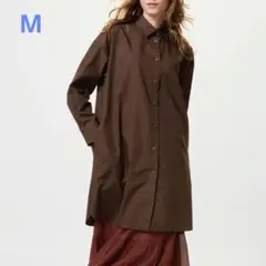 UNIQLO オーバーサイズシャツワンピース ブラウン М レディース