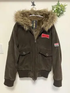 Billabong ダブルジップ y2kアーカイブ ファーコーデュロイジャケット